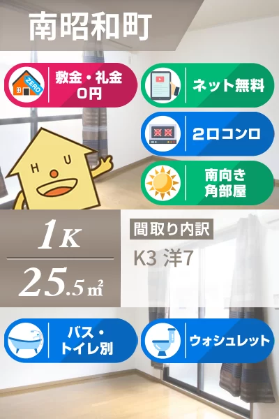 南昭和町 アパート 1K 205のお部屋の特徴