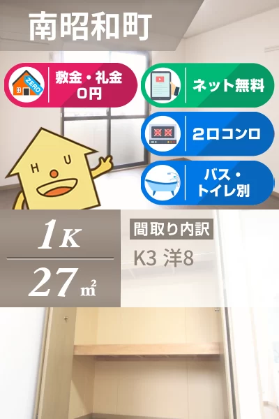 南昭和町 アパート 1K 202のお部屋の特徴