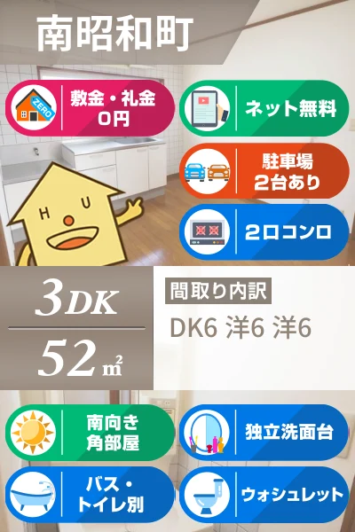 南昭和町 アパート 3DK C201のお部屋の特徴