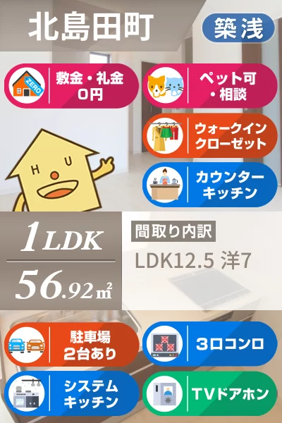 北島田町 アパート 1LDK Bのお部屋の特徴
