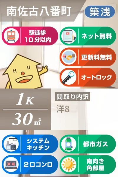 南佐古八番町 マンション 1K 103のお部屋の特徴