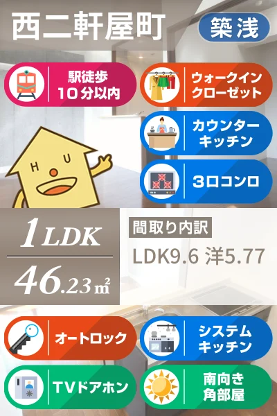 西二軒屋町 マンション 1LDK 205のお部屋の特徴