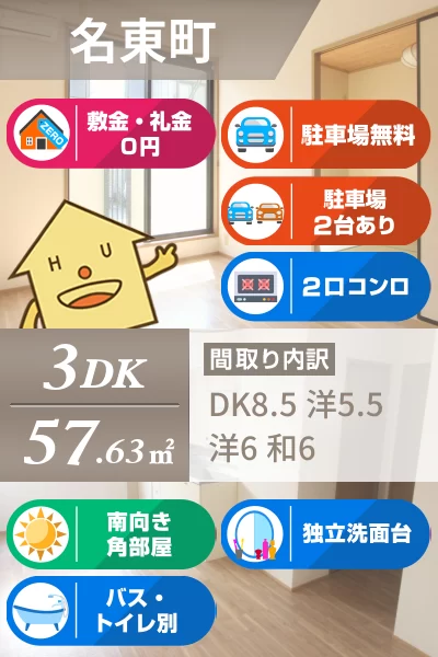 名東町 アパート 3DK B104のお部屋の特徴