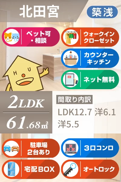 北田宮 アパート 2LDK 202のお部屋の特徴