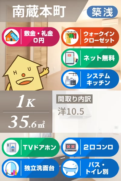 南蔵本町 アパート 1K 105のお部屋の特徴
