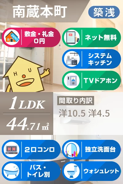 南蔵本町 アパート 1LDK 202のお部屋の特徴