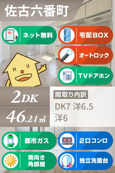 佐古六番町 マンション 2DK 1001のお部屋の特徴