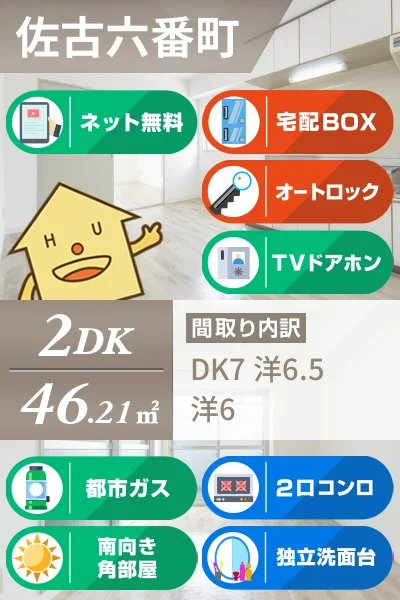 佐古六番町 マンション 2DK 601のお部屋の特徴