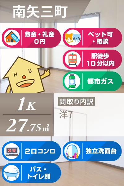 南矢三町 マンション 1K 401のお部屋の特徴