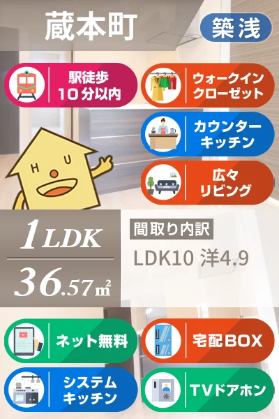 レーヴ蔵本 106のお部屋の特徴