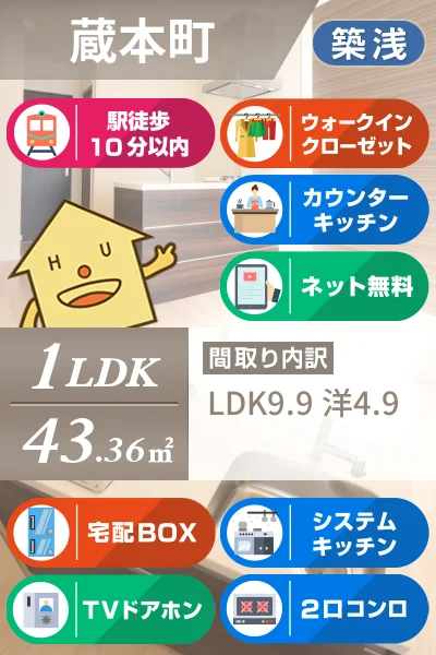 レーヴ蔵本 205のお部屋の特徴