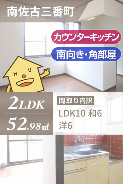 南佐古三番町 アパート 2LDK 東側のお部屋の特徴