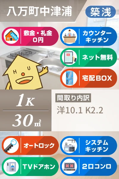 八万町中津浦 マンション 1K 101のお部屋の特徴