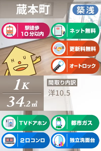 蔵本町 マンション 1K 302のお部屋の特徴