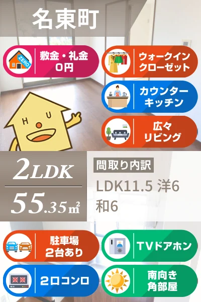名東町 アパート 2LDK 102のお部屋の特徴