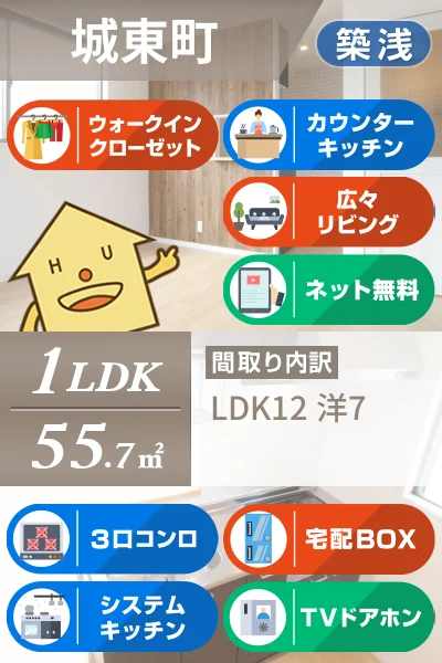城東町2丁目 アパート 1LDK Dのお部屋の特徴