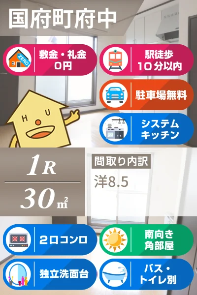 国府町府中 アパート 1R B103のお部屋の特徴