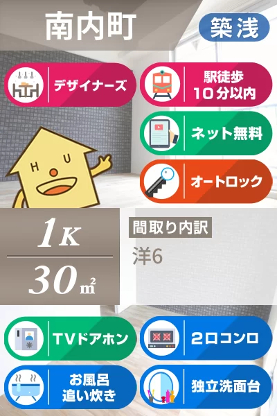 南内町 マンション 1K 403のお部屋の特徴