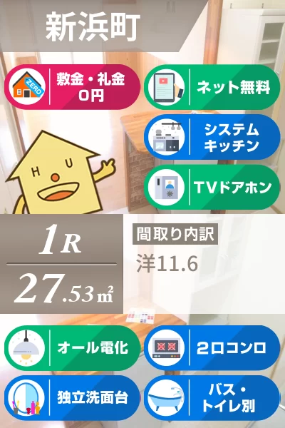 新浜町 アパート 1R 202のお部屋の特徴