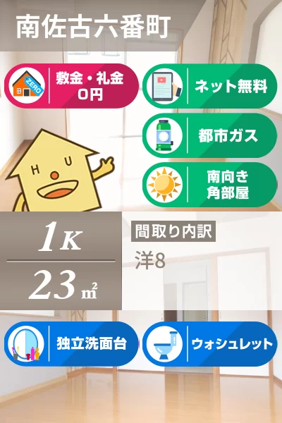 南佐古六番町 マンション 1K 201のお部屋の特徴
