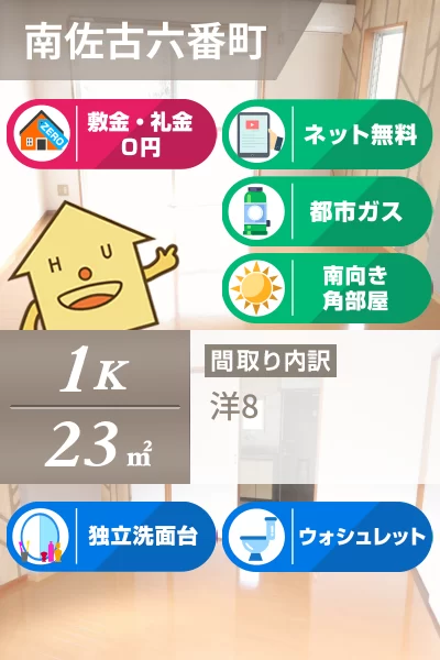 南佐古六番町 マンション 1K 203のお部屋の特徴