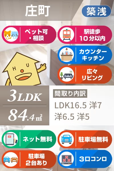 庄町 一戸建て 3LDK 2のお部屋の特徴