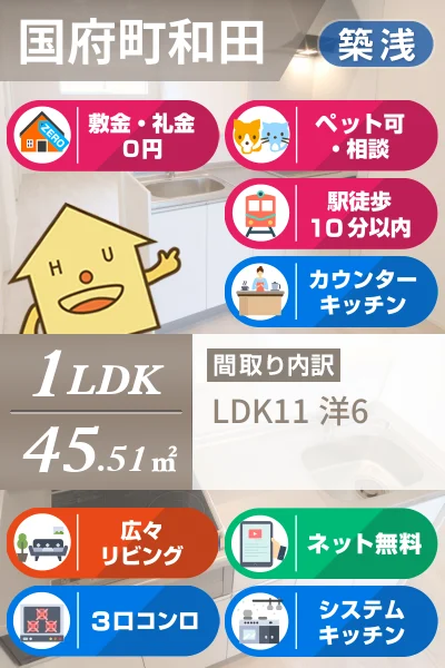 国府町和田字西ノ宮 アパート 1LDK 101のお部屋の特徴