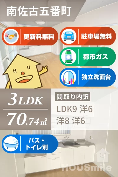 南佐古五番町 アパート 3LDK 6のお部屋の特徴