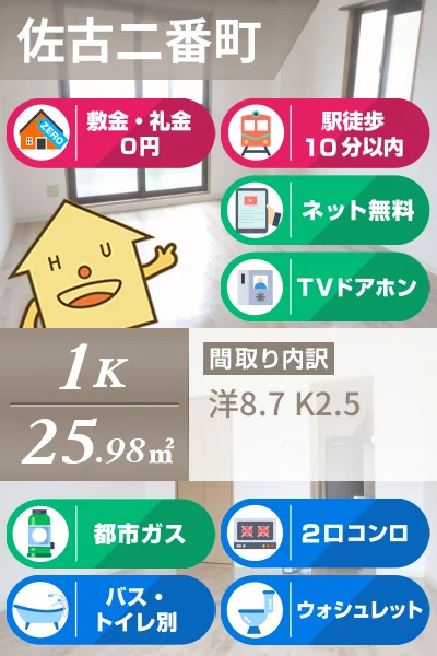 フィネス佐古 204のお部屋の特徴