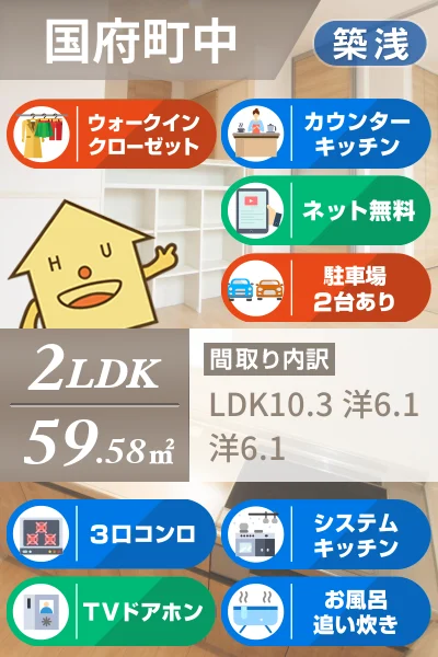 国府町中 アパート 2LDK 202のお部屋の特徴