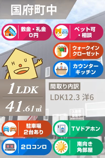 国府町中 アパート 1LDK 201のお部屋の特徴