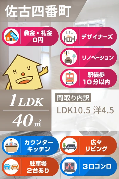佐古四番町 マンション 1LDK 3Bのお部屋の特徴