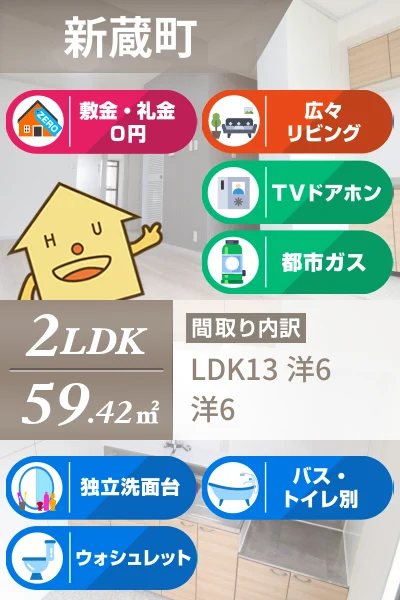 新蔵町 マンション 2LDK 202のお部屋の特徴