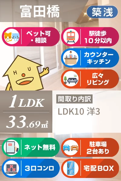 キャトルセゾン富田橋 201のお部屋の特徴