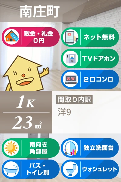南庄町 マンション 1K 406のお部屋の特徴