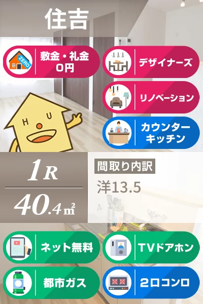 住吉 マンション 1R 33のお部屋の特徴