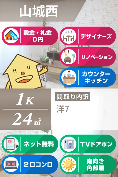 山城西 マンション 1K 301のお部屋の特徴