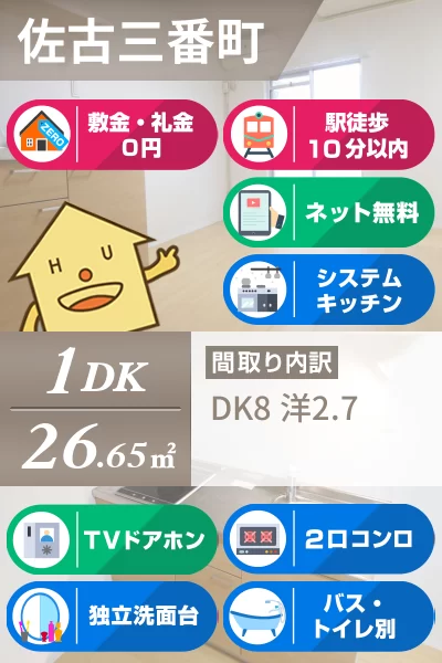 佐古三番町 マンション 1DK 205のお部屋の特徴