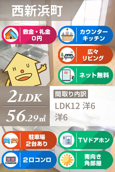 西新浜町 アパート 2LDK 205のお部屋の特徴