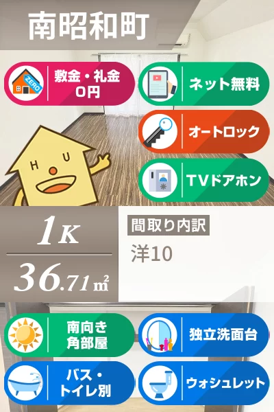 南昭和町 マンション 1K 103のお部屋の特徴