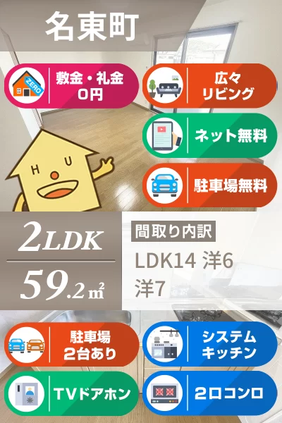 名東町 アパート 2LDK A201のお部屋の特徴