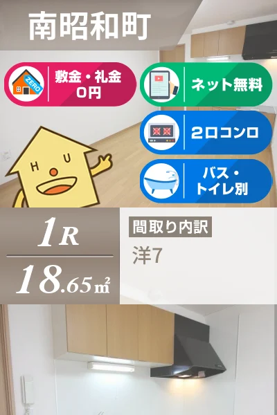 南昭和町 マンション 1R 306のお部屋の特徴