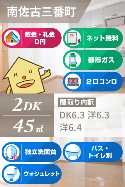 南佐古三番町 マンション 2DK 202のお部屋の特徴