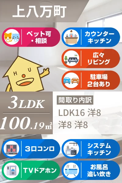 上八万町 一戸建て 3LDK Aのお部屋の特徴