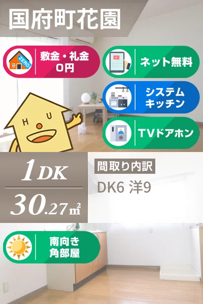 国府町花園 アパート 1DK 205のお部屋の特徴