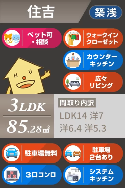 住吉 一戸建て 3LDK 1のお部屋の特徴