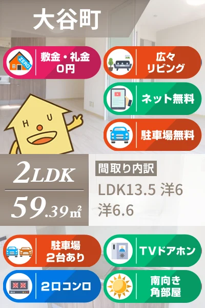 大谷町 アパート 2LDK 203のお部屋の特徴
