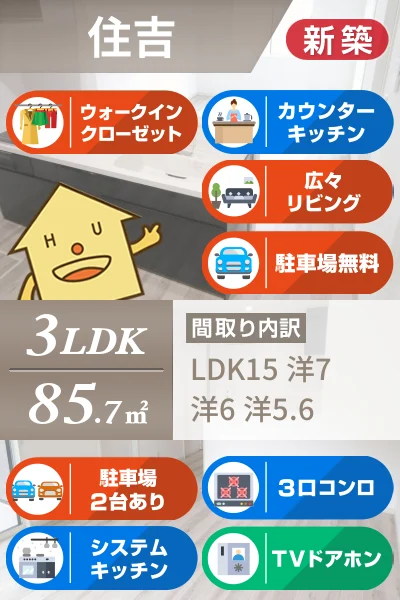住吉 アパート 3LDK Cのお部屋の特徴