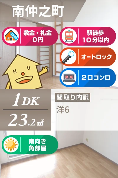 南仲之町 マンション 1DK 905のお部屋の特徴