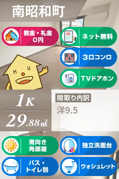 南昭和町 マンション 1K 102のお部屋の特徴